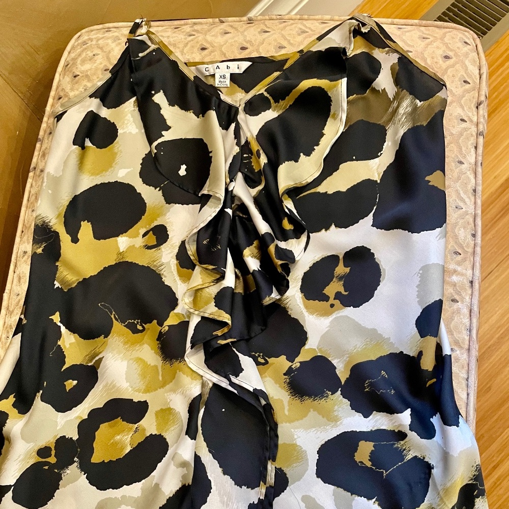Cabi #174 Ingenue Leopard Print Ruffle Cami - XS